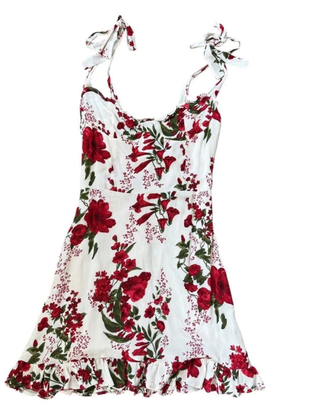 Reformation Christine Mini Dress Georgette Red Floral